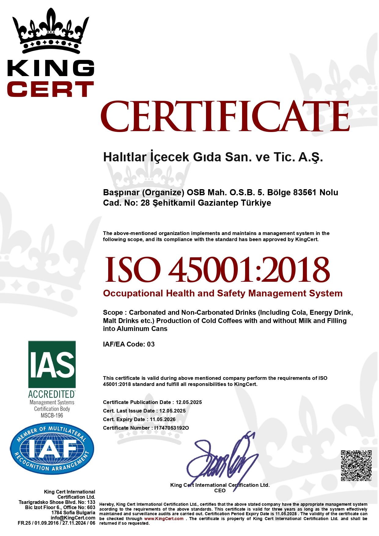 ISO 45001 İSG